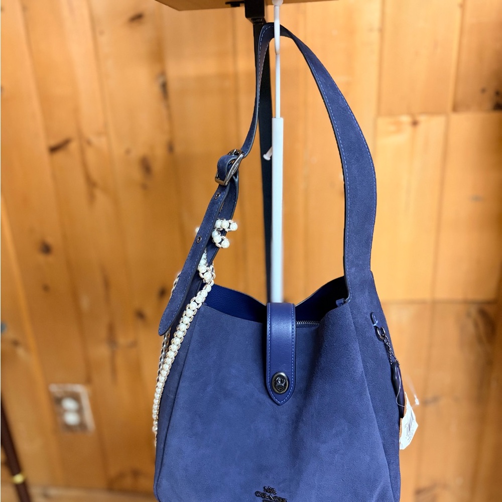 Coach blue suede 2strap crossbody